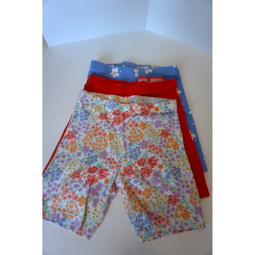 Wonder Nation Kids Bike Shorts Bundle Size M 7-8 Floral Daisy Red 3 Pack